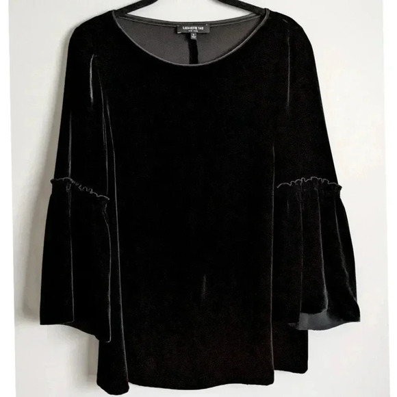 Lafayette 148 Roslin Velvet Bell Sleeve Blouse - Picture 2 of 7